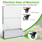 Metal Planter Box with Trellis 73"x47"x12" Raised Garden Bed with Trellis and Wheels Outdoor Garden Box with Privacy Screen and