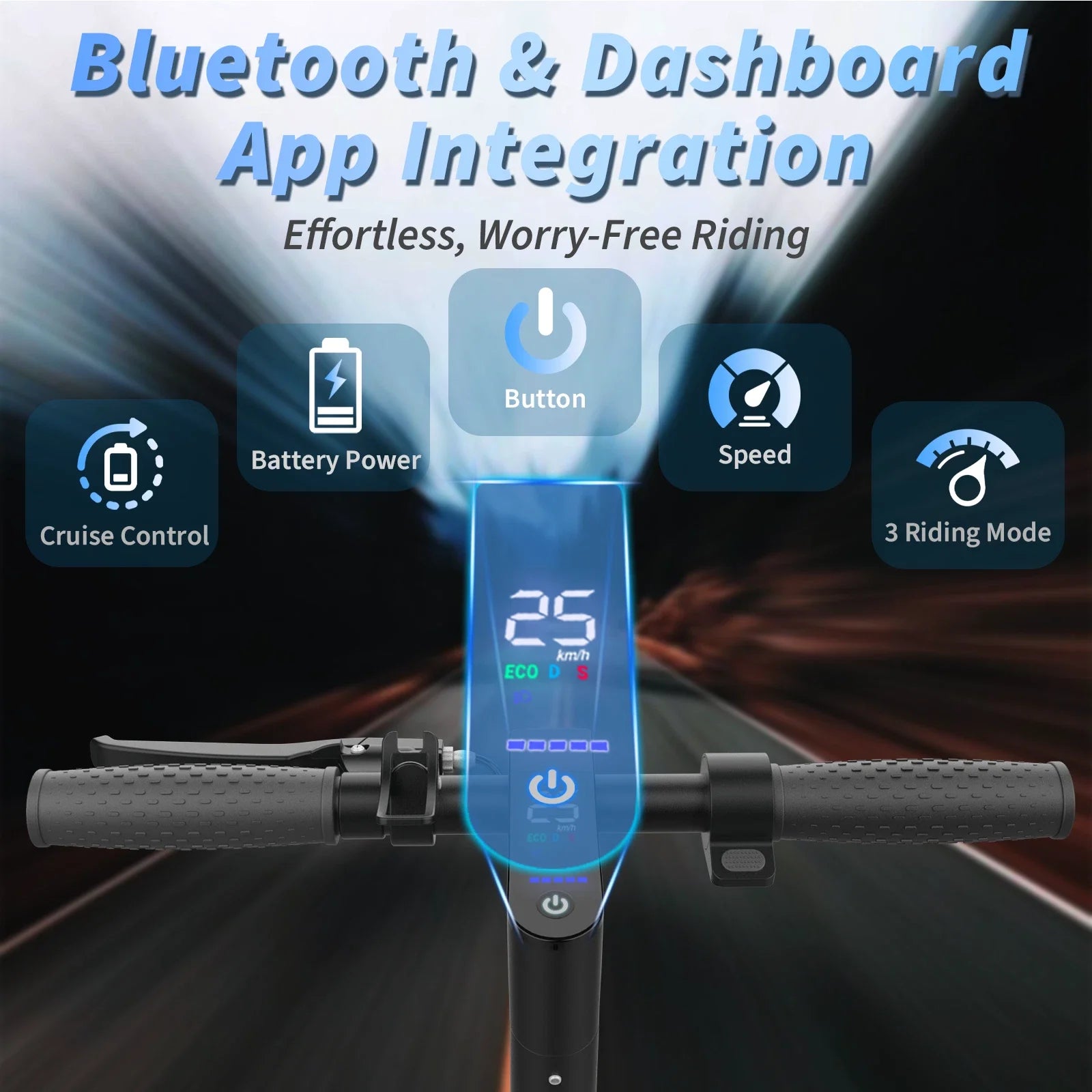 8.5inch Solid Tire Electric Scooter 10.5Ah Powerful Battery 19mph APP Smart Control Scooter 23miles Max Range Double shock absorption for Adult