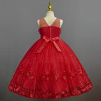 14T Kid Lotus Bud Solid Color No-Sleeve Lace Flower Skirt Organza Piano Costumes Evening Full Dress