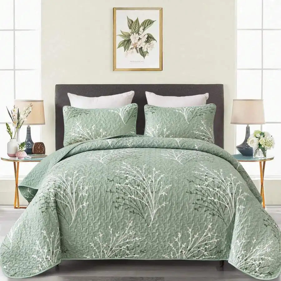 3 Pieces  Yellow Flower Quilt Set Twin Full Queen King Size, Paisley Patchwork Plaid Bedspread Bedding Sets  Coverlet Set.