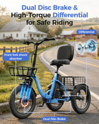 Spacewalk Electric Tricycle for Adults, Folding Trike Bike for Adults | 748.8Wh Removable Battery, Peak 1200W Motor, 18*3.0 Fat Tire, Step-Thru Electric Tricycle, Up to 60 Miles, 18MPH