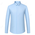 Men's Formal French Cuffs Dress Shirts Hidden Button Front Long Sleeve Tuxedo Shirt Random Metal Cufflinks