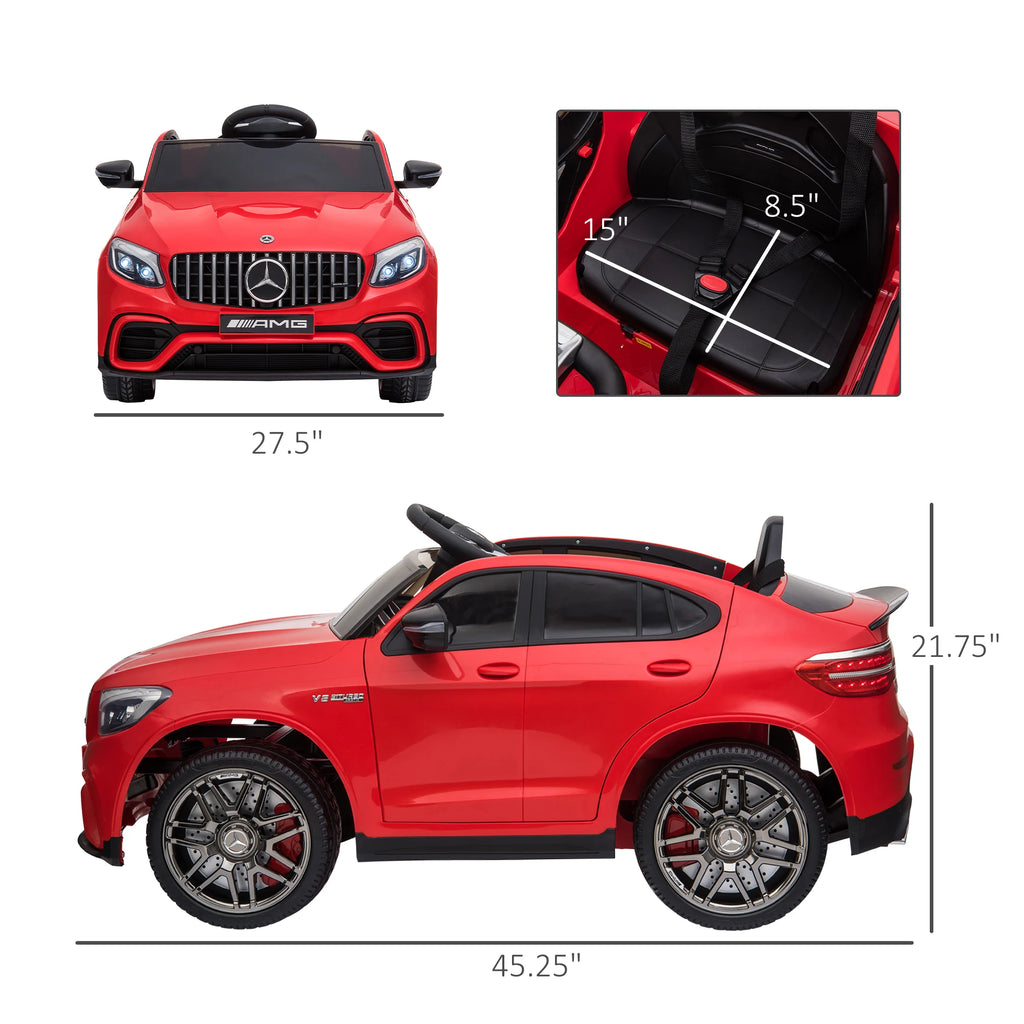 12V Kids Ride on Electric Car with Parent Remote Control Suspension LED Lights Music Player for Kids Red