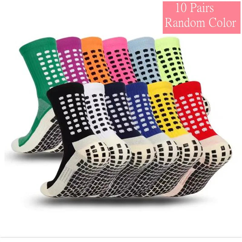 1/5/10/20 Pairs Unisex Mid Calf Sports Socks Silicone Anti Slip Dots Football Basketball Yoga Athletic Socks For Men