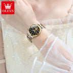 OLEVS 2897 Elegance Original Quartz Movement Women Watch Multifunctional Diamond Dial Luminous Function 30m Waterproof Watch