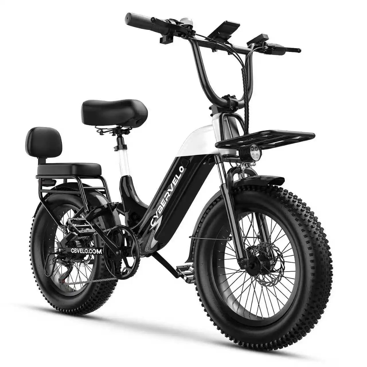 1000W Peak 20" Fat Tire Step-Thru Electric Bike 7-Speed City Commuter Ebike, 48V 20AH Removable Battery for Adults Cybervelo EK12