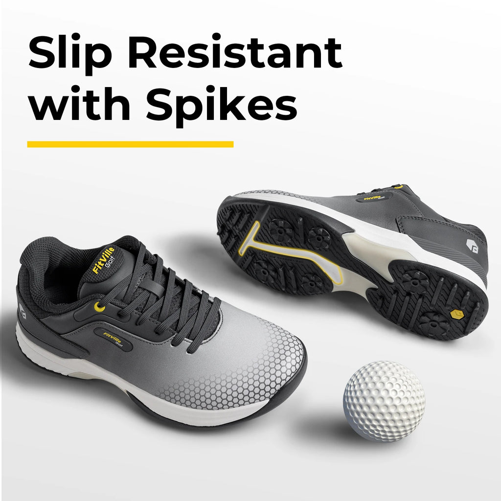 FitVille wide men's golf shoes non-slip wear-resistant comfortable pickleball sports shoes suitable for swollen feet relieve toe