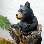 5-Level Outdoor Mountain-Themed Black Bear Climbing Tree Fountain for Garden, Patio, and Deck Relaxation