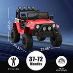 12V 2 Seater Kids Ride On Truck With Parent Remote Control, Electric Car With 2 Speeds, LED Lights, Bluetooth, USB, MP3, Lockable Doors
