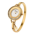 Binda Women’s Elegant Waterproof Quartz Watch – Rainbow Gold Stainless Steel Bracelet, Round Delicate Dial