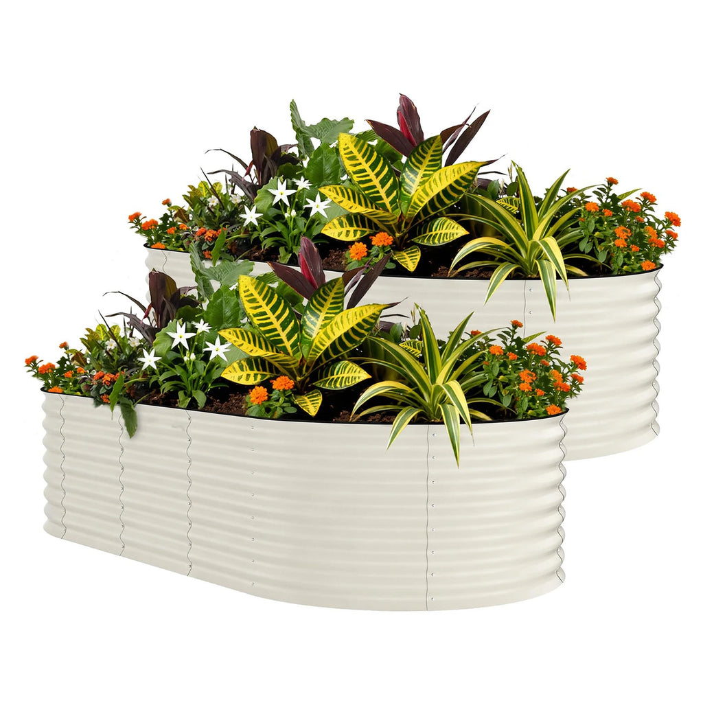 2 Pack 8x4x2FT Galvanized Raised Garden Beds, Rustproof Metal Planter Boxes Open Bottom For Vegetables Flowers Herbs Outdoor Garden