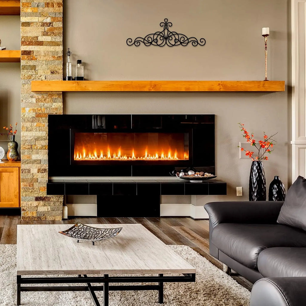 15.7x5.5 Inch Rustic Metal Scroll Wall Art Black Wrought Iron Decor for Living Room Bedroom Doorway Long Narrow Hanging Ornaments