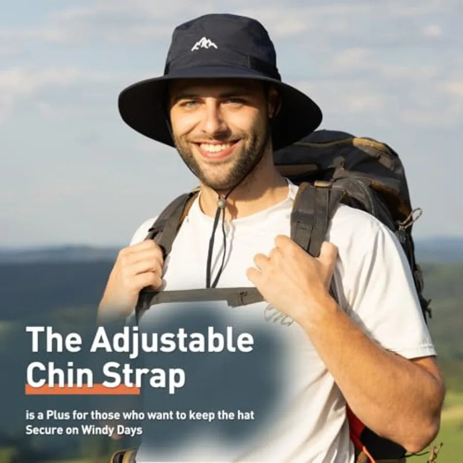 L/XL/XXL UV50+ Waterproof Bucket Sun Hat for Fishing Golf Hiking All-Weather Outdoor Rain Hat Stiff Brim