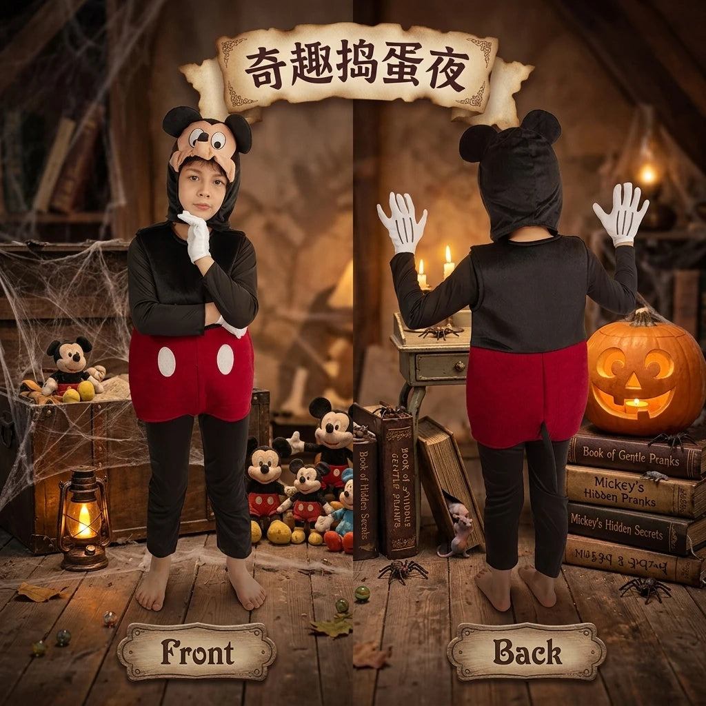 Halloween Costume Adult Family Mouse Cartoon Animal One Piece Romper Jumpsuit Set Party Outfit Plush Fleece