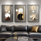 Large Framed Modern Wall Art for Living Room, 3 Piece Black and White Abstract Contemporary Pictures Artwork Decor, Geometric Luxury Bright Style Prints Paintings for Hallway and Office 24x36 Inch