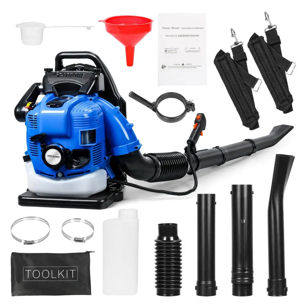 Leaf Blower Gas Powered Backpack Leaf Blower 4-Stroke Snow Blower for Lawn Care Yard Dust Debris (Blue)