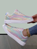 Sequin Rainbow Shiny Casual Sneakers Street Style Party Wedding Fashion Shoes For Women