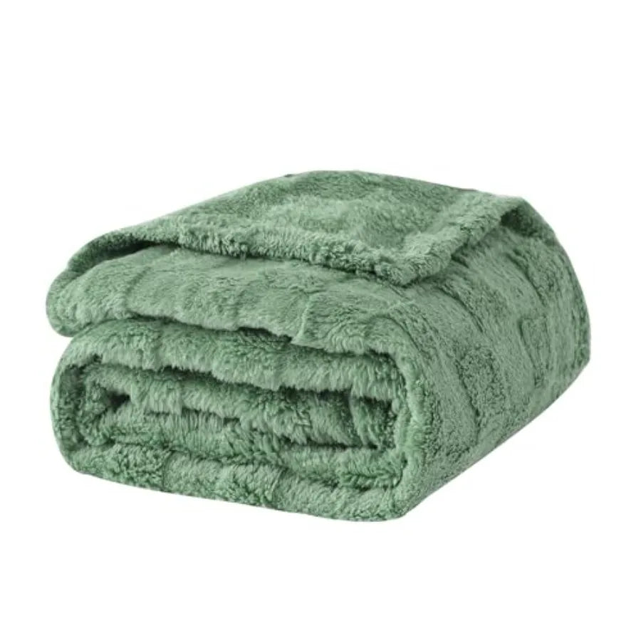 Fleece Throw Blanket 50"×60" for Couch Sofa Bed, Super Soft Cozy Plush Microfiber Flannel Blanket with 3D Checke Design Lightwe