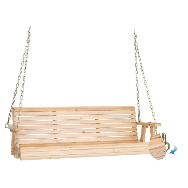 Heavy Duty Outdoor Swing Chair Bench Only Wooden Porch Swing with Chains Outdoor Furniture