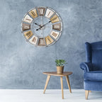 Decorative Large Metal Wall Clock for Living Room - Modern Farmhouse Wall Décor