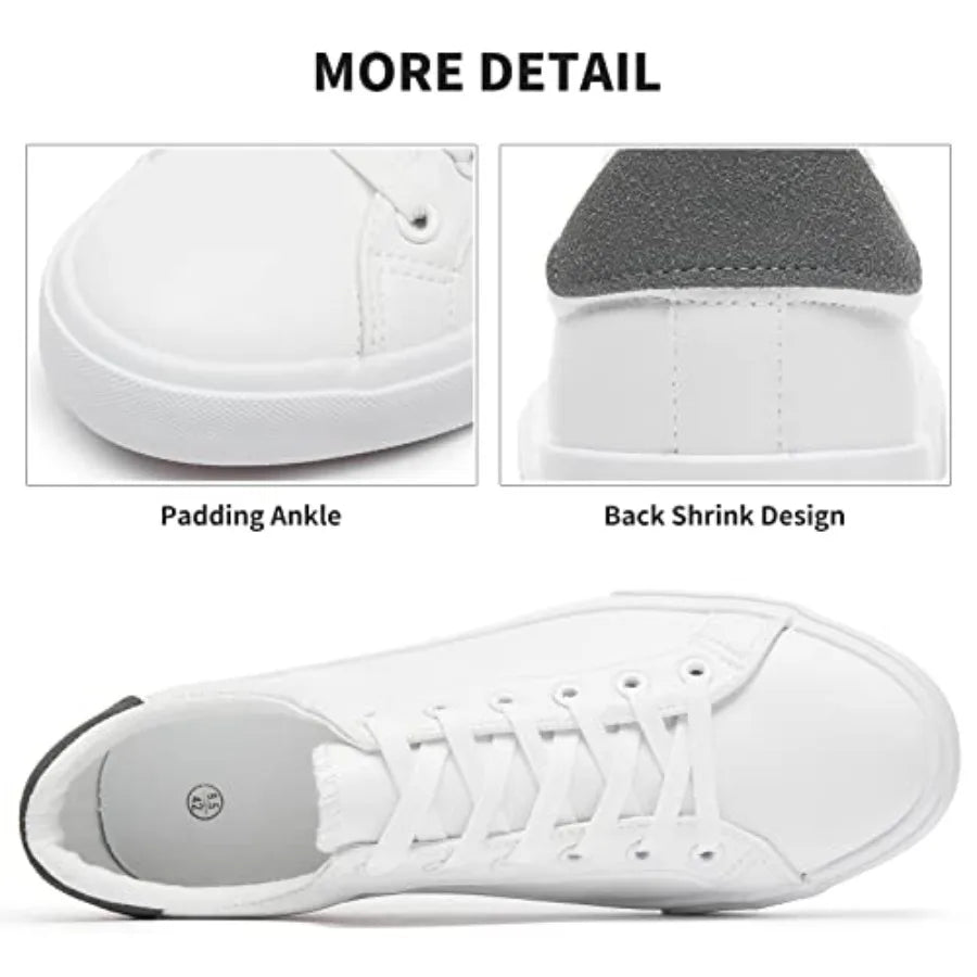 FRACORA Mens White Tennis Shoes Low Top Fashion Sneakers PU Leather Casual Shoe for Men