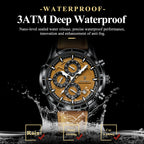 POEDAGAR Top Original Vintage Men Wristwatch Date Chronograph Fashion Leather Quartz Men's Watches Waterproof Luminous Business Man Watch High Quality Reloj