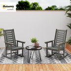 2 Outdoor Rocking Chairs, HDPE High Back Patio Rockers, Dark Gray