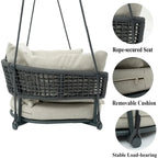 Cushioned Porch Swing Chair, Indoor/Outdoor Hanging Swing, Perfect for Patio or Balcony, Beige