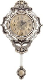 Retro Decorative Wall Clock Antique Wall Clock with Swinging Pendulum Classic European Style Large Metal Silent Clocks for Home, Living Room, Bedroom