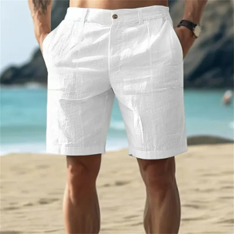 Casual Shorts Summer Men Loose Five Inch Short Pants Cotton Linen Thin Breathable Soft Beach Daily Outdoor Sports Bottoms