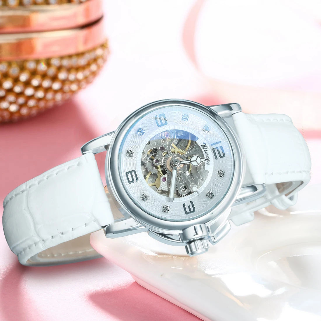 WINNER Fashion Elegant Mechanical Watch for Women Luminous Hands Business Classic Ladies Watches Top Brand Luxury Leather Strap