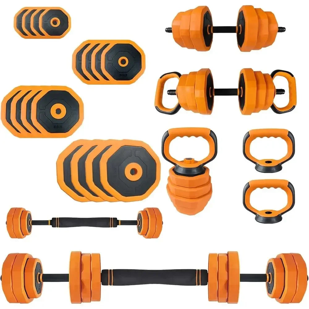44/66/88 LBS 4-In-1 Adjustable Home Gym Set - Dumbbell, Kettlebell, Barbell, Strength Training for Full Body Workout