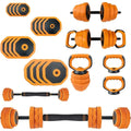 44/66/88 LBS 4-In-1 Adjustable Home Gym Set - Dumbbell, Kettlebell, Barbell, Strength Training for Full Body Workout