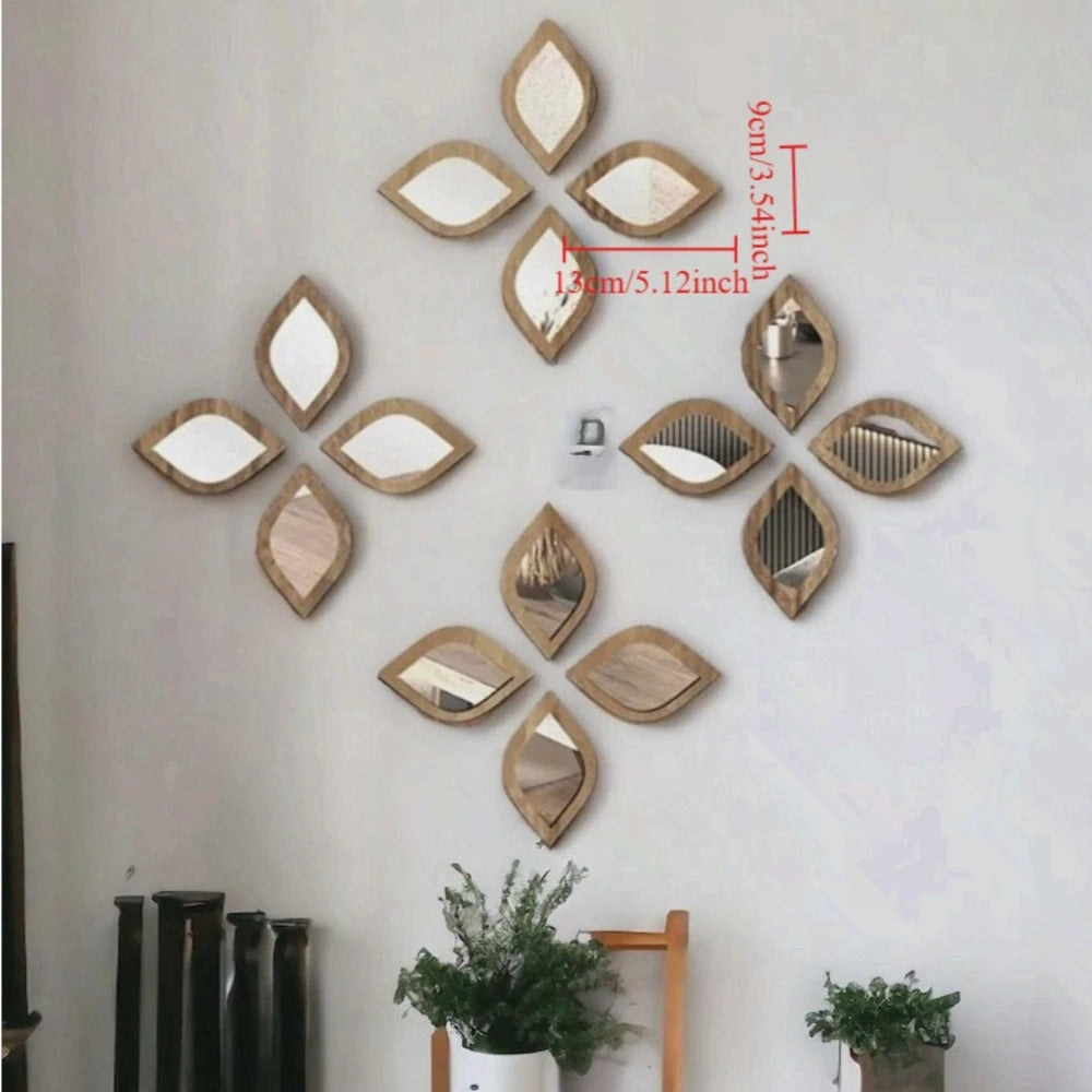4PCS Boho Tear-Shaped Decorative Wall Mirrors, Acrylic Modern Mirror Wall Art, Bedroom, Office, Bedroom & Living Room Ornament