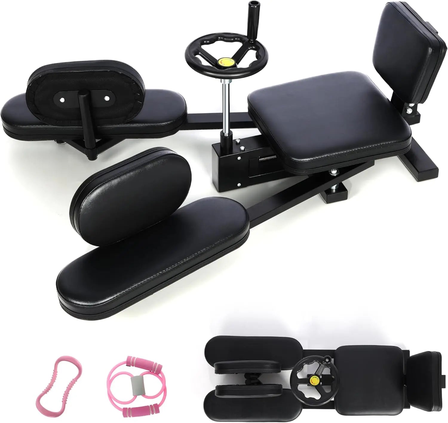 Heavy - Duty Steel Leg Stretcher in Black, 300LBS Capacity, for Home Flexibility Training