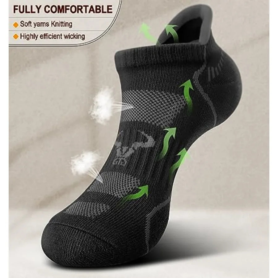 BULLIANT Men Running Socks 6Pairs-Ankle Athletic Socks Wicking Cushioned for Men Walking-Arch Compression Support