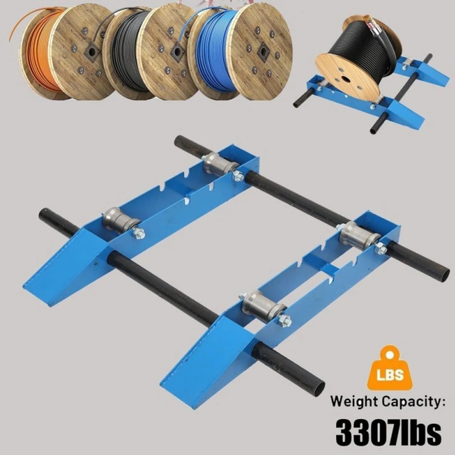 Industrial Steel Wire Dispenser 1500kg Cable Drum Roller Pay-off Stand Steel Wheel Cable and Optical Cable Pay-off Tool