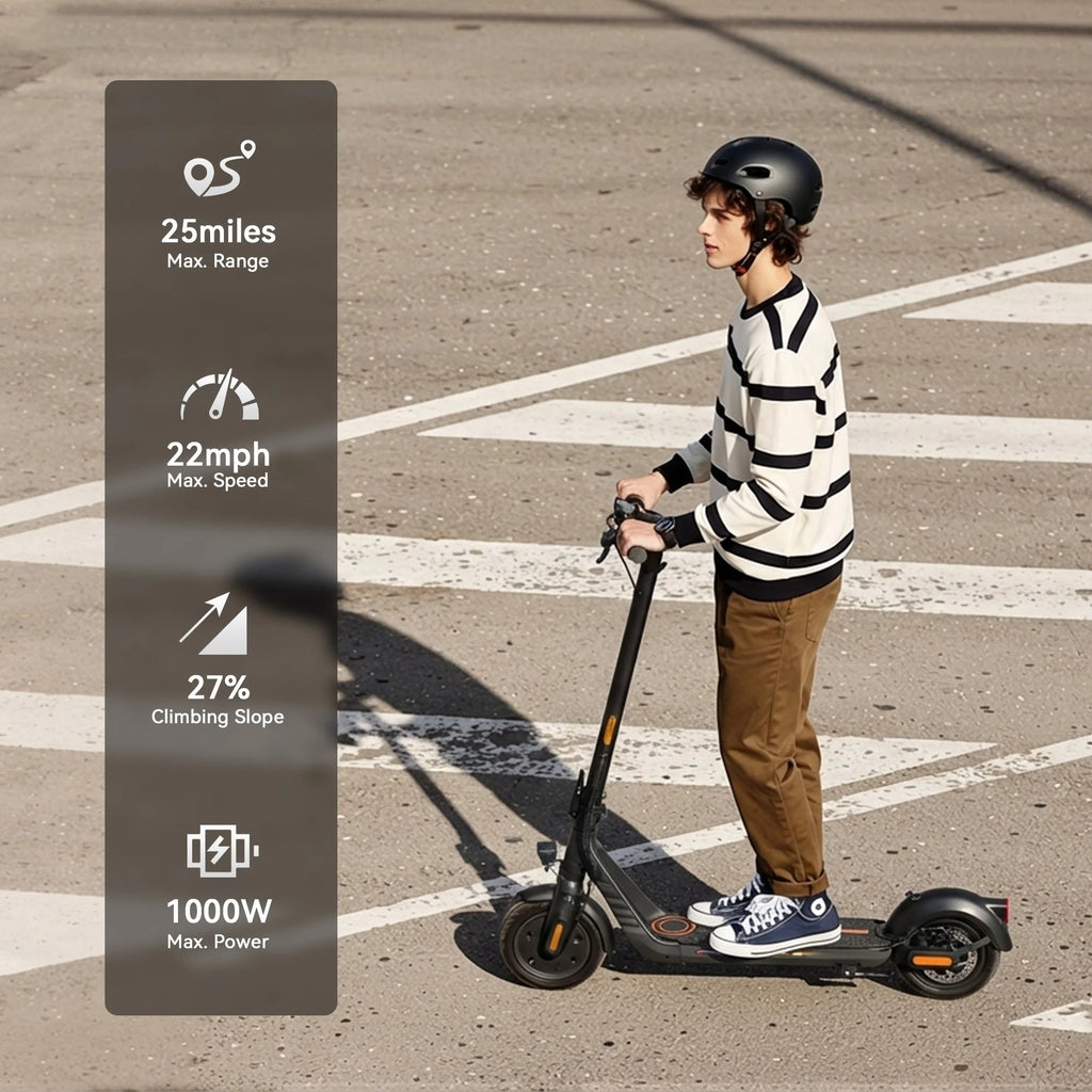 Kingsong Electric Scooter 500W Max 22.5mph Speed 10inch Tire Folding Design with 25 Miles Range for Adult Urban Commuting