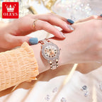 OLEVS Women's Watches Fashion Original Quartz Wrist Watch for Ladies Roman Dial Dazzling Diamond Waterproof Luminous Luxury New