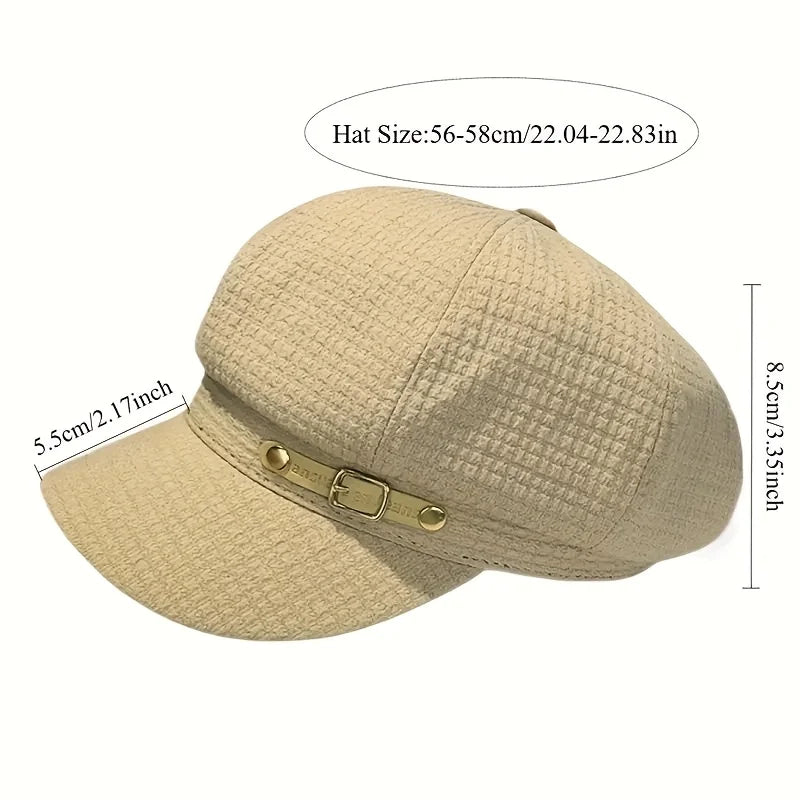 Vintage plaid octagonal hat for women, British-style beret, artist's hat, slimming and flattering, suitable for spring and autumn