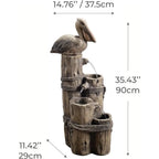 4-Tier Brown Cascading Waterfall Fountain, Durable Outdoor Pier Post Design