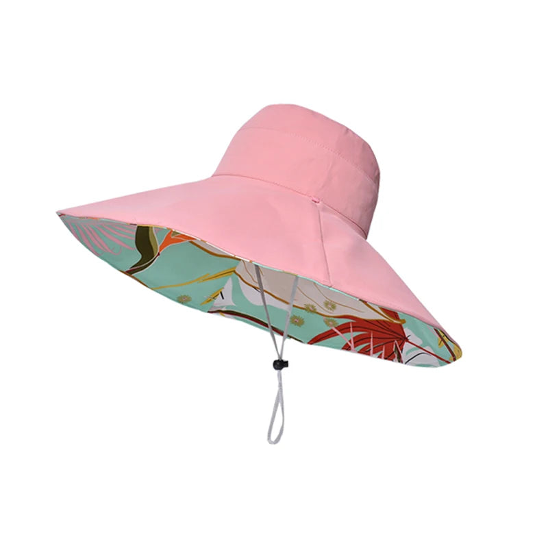 Xinbaoguan 100% Cotton European and American Cross border Women's New Double sided Fisherman Hat Summer Enlarged brim Sun hat