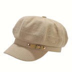 Vintage plaid octagonal hat for women, British-style beret, artist's hat, slimming and flattering, suitable for spring and autumn