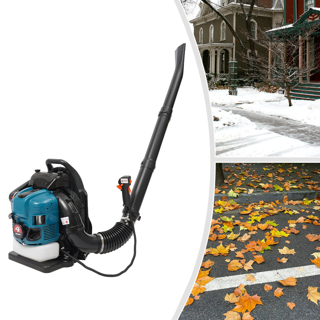 75.6CC Gasoline Leaf Blower 4 Stroke Cordless Petrol Backpack Leaf Air-cooled Blower for Yard Garden Lawn Care&Street Cleaning