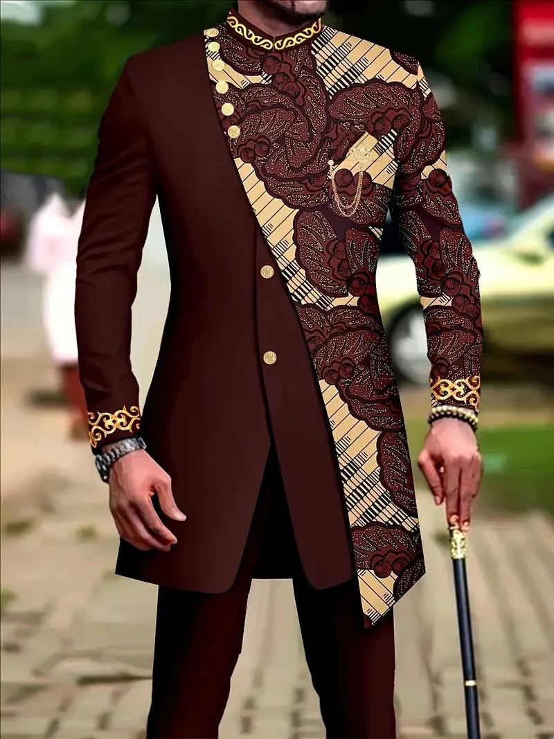 Men's fashion luxury liberty stitch dress two-piece set