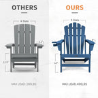 Folding Adirondack Chairs Set of 2, All Weather HDPE Wood Texture Fire Pit Chairs with Cup Holder for Outdoor, Customized