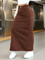 Jeanoix Raw Hem Denim Skirt