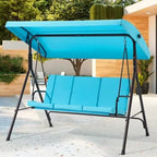 3 Seat Patio Swing, Outdoor Swing with Removable Cushions, Porch Swing with Adjustable Canopy for Backyard, Porch