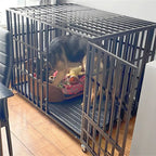 XXL XL Large Heavy Duty Dog Crate Strong Pet Cage Tear Resistant Square Tube Metal Kennel Playpen with Lockable Wheels and Tray