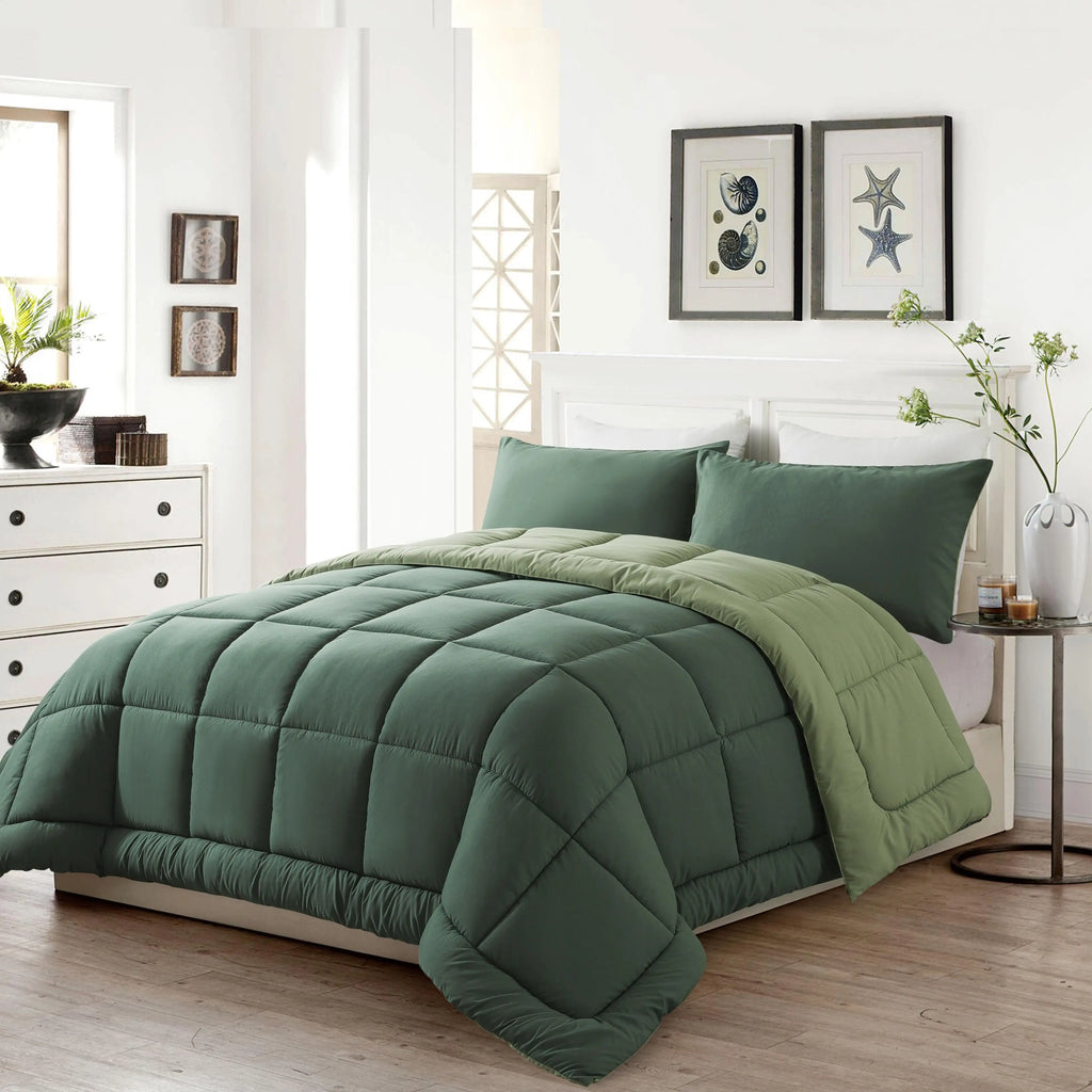 All Season Lightweight Comforter Set 3Pcs Soft Quilted Bedding Sets Box-Stitch Bed in a Bag Include 1 Comforter 2 Pillowcases Breathable Home Bedroom Textile Decor